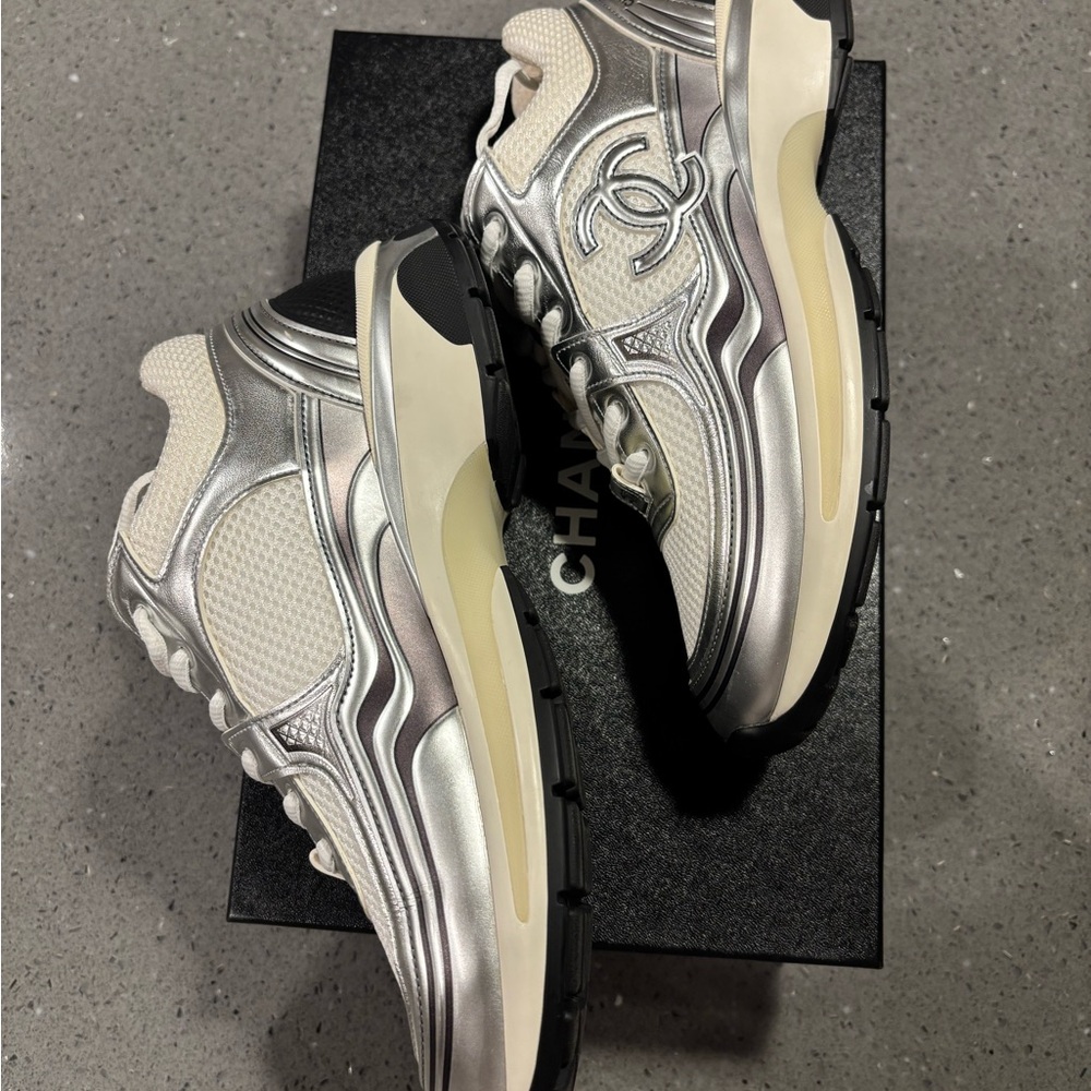 CHANEL Silver Mesh Sneakers - Picture 7 of 14